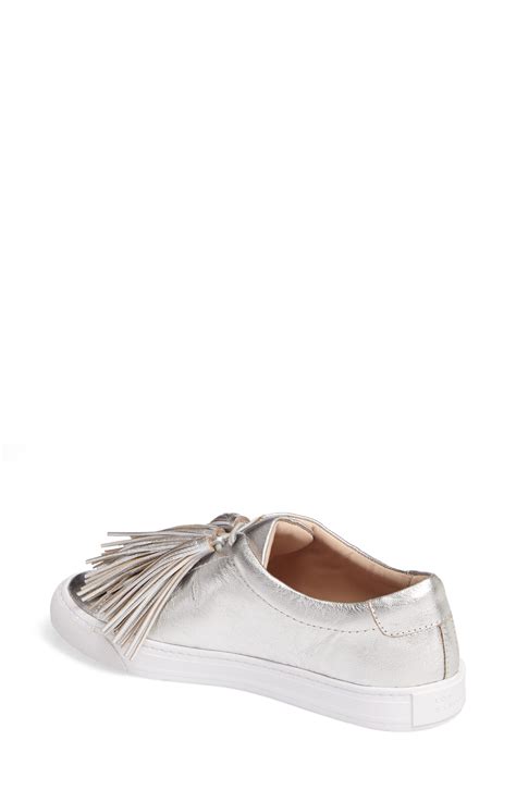 Loeffler Randall Logan Leather Tassel Sneakers In Silver | ModeSens