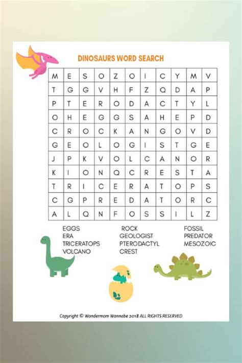 Printable Dinosaur Word Search For Kids | AllFreeKidsCrafts.com