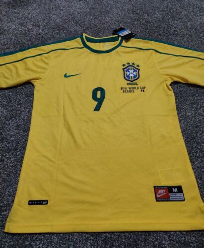 CLASSIC RETRO BRAZIL 1998 WORLD CUP FRANCE 98 SHIRT JERSEY RONALDO R9 S ...