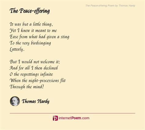 The Peace-offering Poem by Thomas Hardy