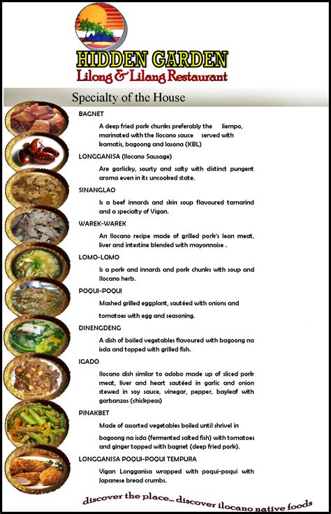 Secret Garden Restaurant Menu - Botanical Garden Events