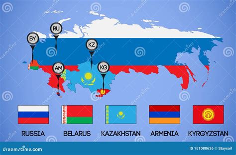 Eurasian Economic Union Territory On World Map Stock Illustration ...