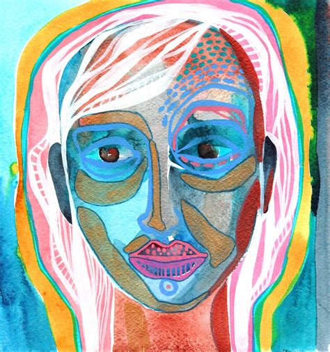 Abstract Face Art Original Watercolor Painting Female | Etsy