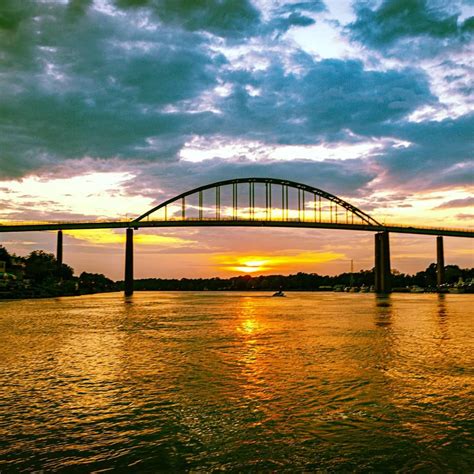 Beautiful sunset under the Chesapeake city bridge | Chesapeake city ...