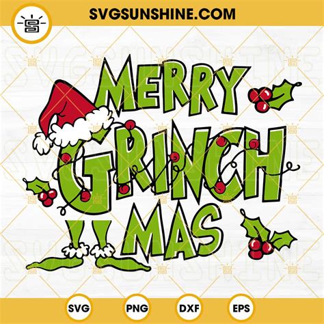 Merry Grinchmas SVG Cut File, Grinch SVG, Christmas Grinch SVG, Grinchmas SVG Cricut Silhouette