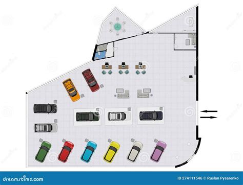 Car Showroom. Floor Plan of the Car Showroom Stock Illustration - Illustration of white, colors ...