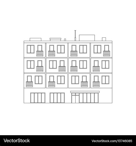 Apartment house line drawing Royalty Free Vector Image