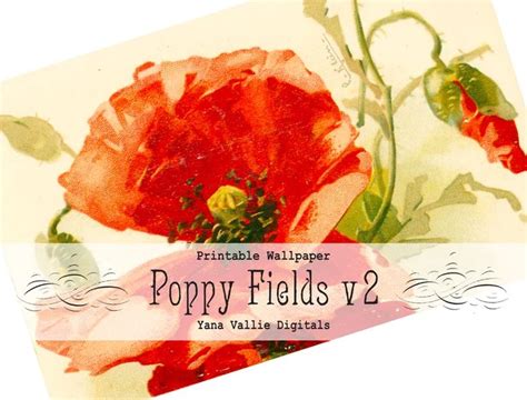 Poppy Junk Journal Cards, Vintage Floral Ephemera, Printable Collage Sheet, Antique Red Poppies ...