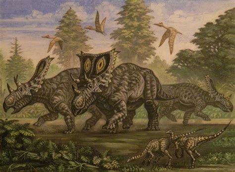 Papeis de parede nimais antigos Dinossauros Desenhado Chasmosaurus, young Ornithomimus Animalia ...