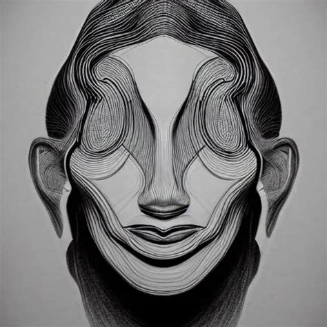 human face, abstract, bold , Trippy black and white , 3D, Pencil... - Arthub.ai