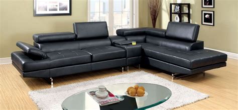 Kemi Black Bonded Leather Sectional from Furniture of America (CM6553BK ...