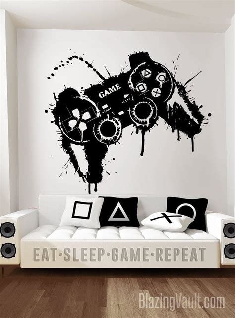 Video Game Wall Decal Gamer Controller Wall Decal Splat Paint Inspired ...