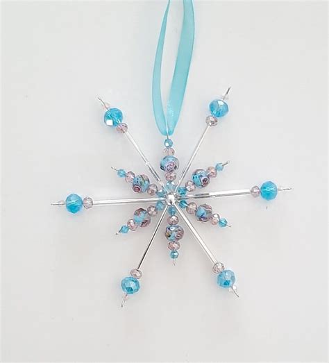 Glass Beaded Star/snowflake Ornament - Etsy in 2024 | Beaded christmas ...