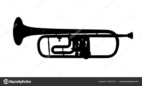 Trumpet Vector Silhouette Illustration Isolated White Background Music ...