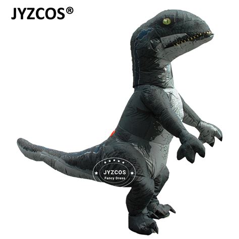 JYZCOS Jurassic World Velociraptor Blue Inflatable Dinosaur Costume Adult Fantasy Dinosaur ...