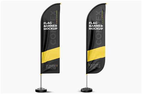 Flag Banner Convex Mock-Up | Advertising Mockups ~ Creative Market