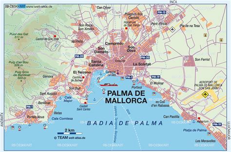 Map of Palma de Mallorca, overview (Region in Spain) | Welt-Atlas.de