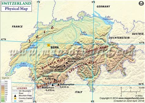 Physical Map of Switzerland | Map of switzerland, Map, Physical map