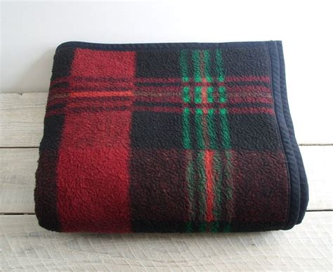 Vintage Biederlack Blanket ~ Plaid Red Green Black ~ Large Throw ~ Made in USA ~ 72" x 55 ...