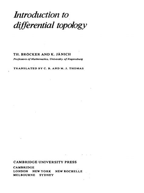 Introduction To Differential Topology | PDF