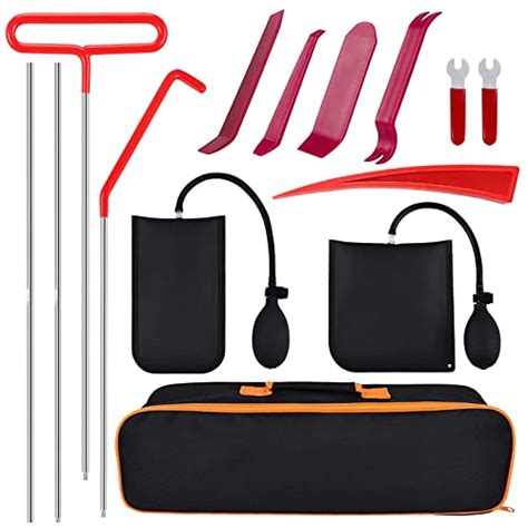 KOUNATSURI Professional Car Tool Kit with Long Reach Grabber with Air Wedge Bag Pump Non Marring ...