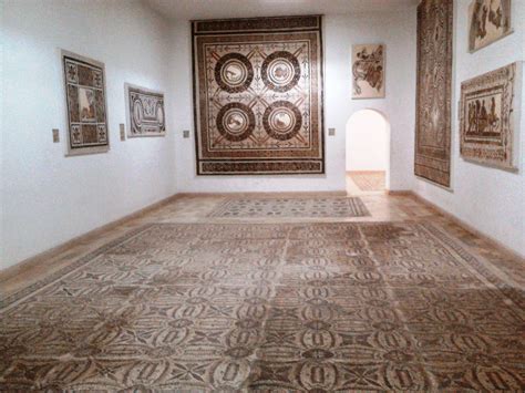 Room of Roman mosaics at the El Djem Museum, Tunisia | Roman mosaic ...