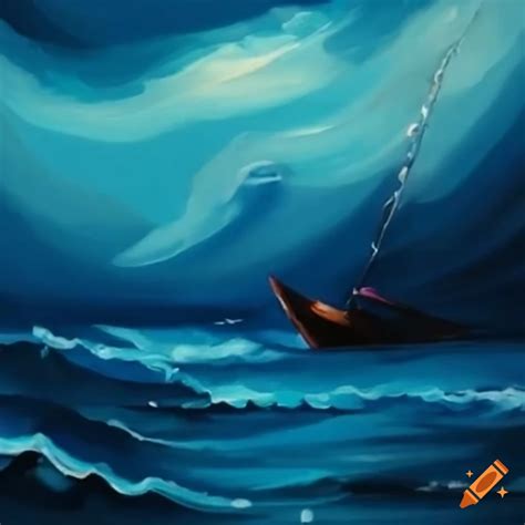 Boat in stormy ocean waves