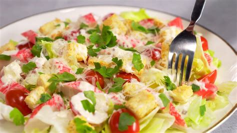 Fresh & Easy! CRAB STICKS CAESAR SALAD in 15 Minutes! Super Delicious ...