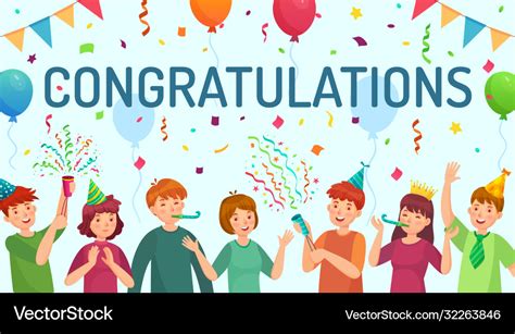 Congratulations card happy people congratulate Vector Image