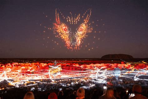 Wintjiri Wiru launch: Uluru night sky lights up with spectacular drone, laser and sound show.