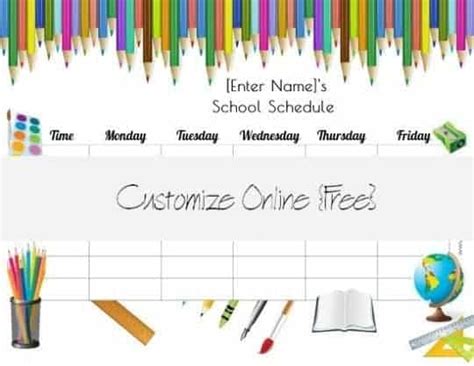 Free School Schedule Maker | Customize Online & Print at Home