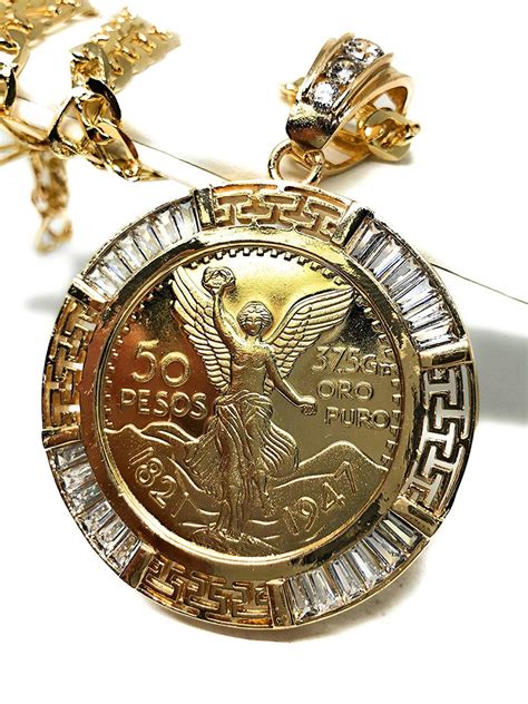 Gold Plated Mexican Centenario Coin Pendant Chain Centenario Necklace – Fran & Co. Jewelry