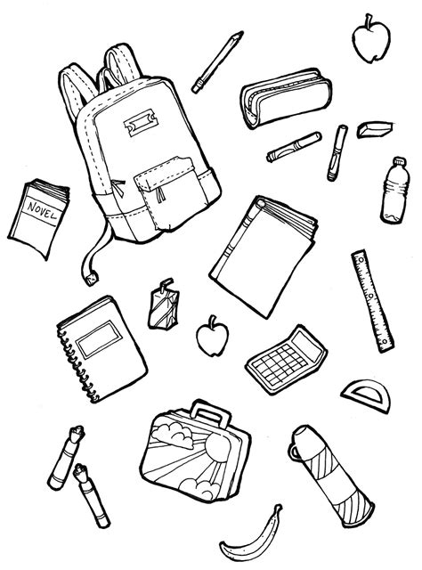 School Supplies Drawing at PaintingValley.com | Explore collection of ...