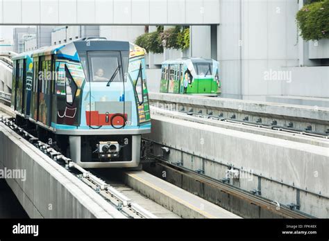 Singapore Changi Airport skytrain on the move to the next terminal ...