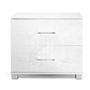 Artiss High Gloss Two Drawers Bedside Table - White | Sale Now