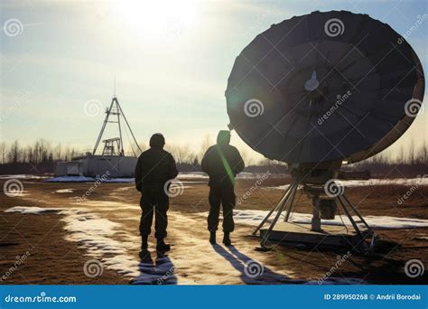 Military Personnel with Satellite Communication. Stock Illustration ...