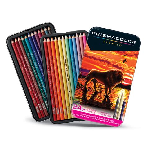 Prismacolor Premier Thick Core Colored Pencil Set, 24-Pencil Set, Highlighting & Shadowing ...