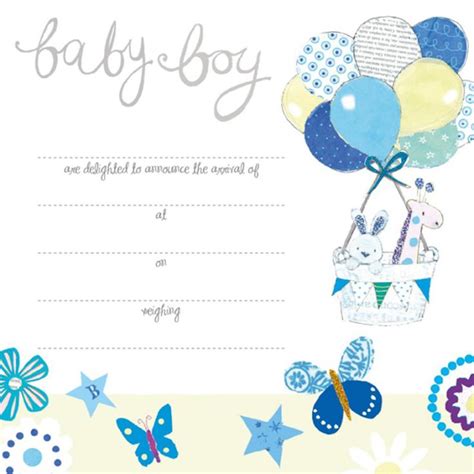 Image result for blank birth announcement template | Boy birth announcement card, Birth ...