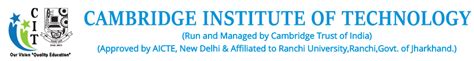 Cambridge Institute of Technology, Ranchi, Wanted Faculty Plus Principal - Faculty Teachers