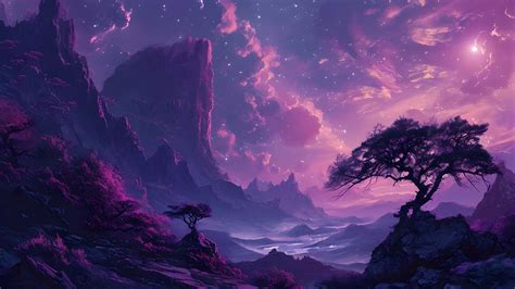 🌄 Purple Landscape 4K Wallpaper - Free HD Download pour PC