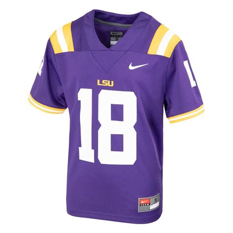 LSU Tigers Nike #18 Toddler/ Kids / Youth Team Replica Football Jersey ...