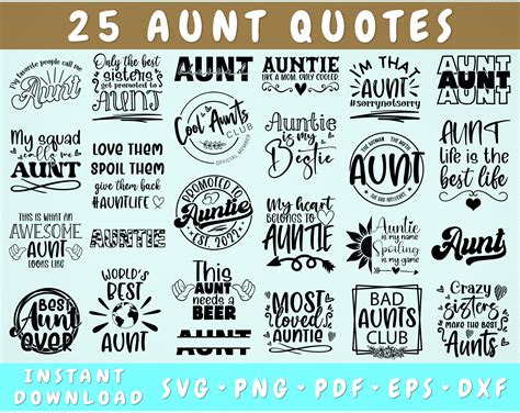 Aunt Quotes SVG Bundle, 25 Designs, Aunt Sayings SVG, Auntie SVG By LemonStudioCreations ...