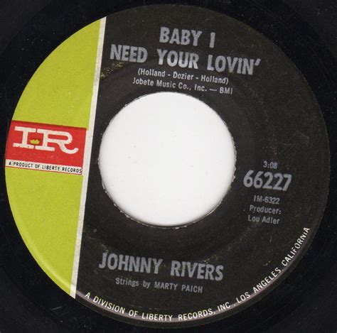 Johnny Rivers - Baby I Need Your Lovin' (1967, Monarch Pressing, Vinyl) | Discogs