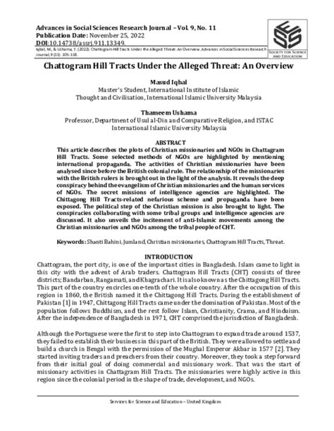 (PDF) Chattogram Hill Tracts Under the Alleged Threat: An Overview | masud iqbal - Academia.edu