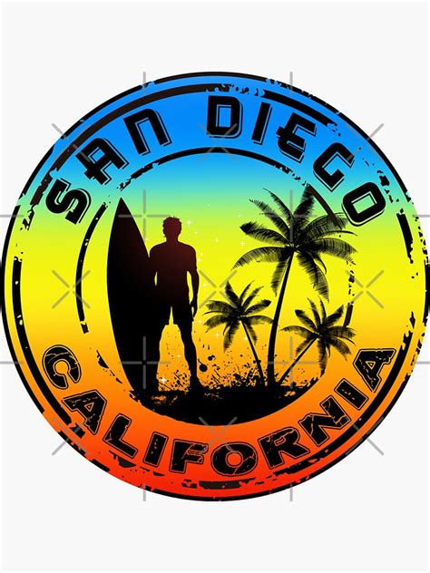 "SURFING SAN DIEGO CALIFORNIA Surf Surfer Surfboard Waves Ocean" Sticker for Sale by ...