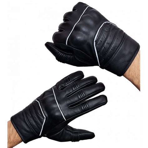 Mens Black Leather Gloves | Motorcycle Riding Gloves