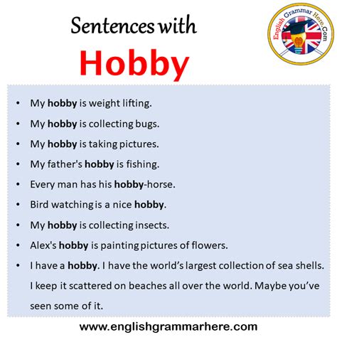 Sentences with Hobby, Hobby in a Sentence in English, Sentences For Hobby - English Grammar Here