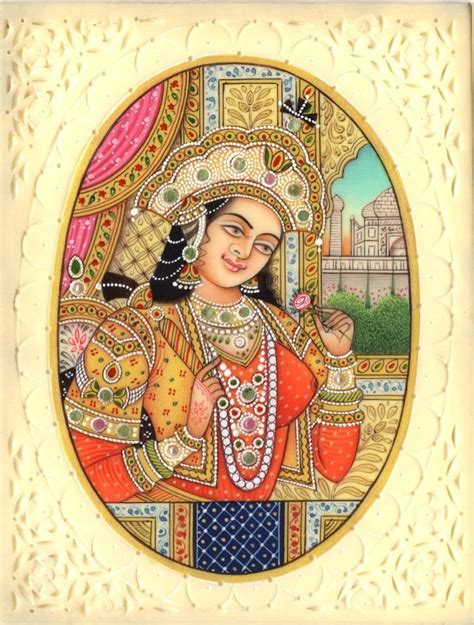 Shah Jahan Mumtaz Mahal Portrait Art Handmade Mughal Empire Miniature Painting