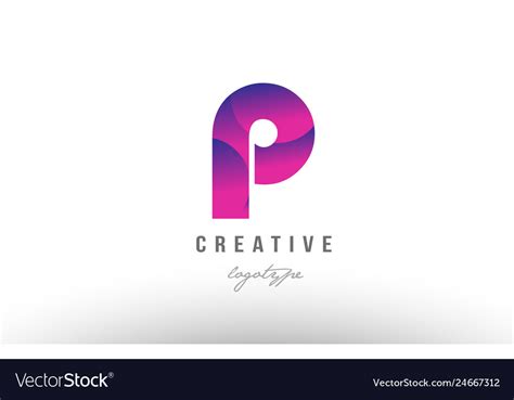 P pink gradient alphabet letter logo icon design Vector Image