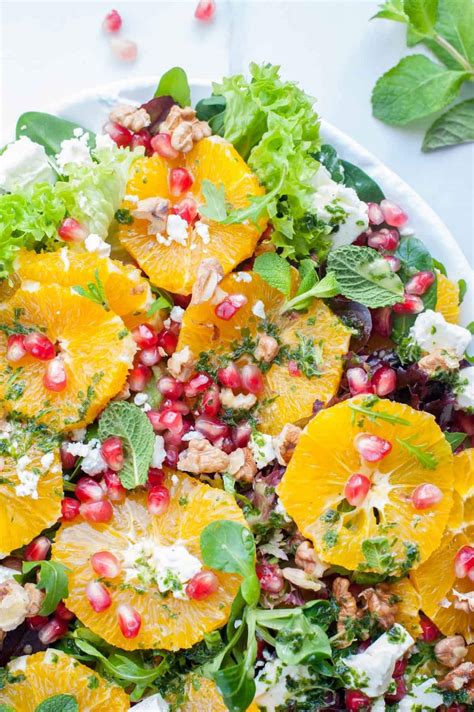 Orange pomegranate salad with mint lime dressing - Everyday Delicious